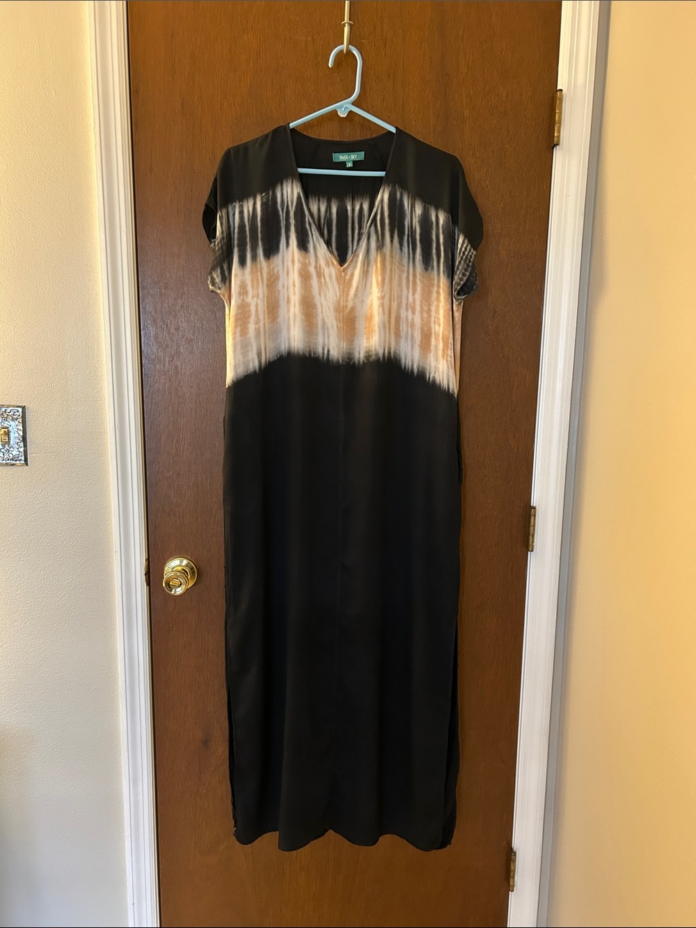River + Sky Black Maxi Dress with Tan and White Ombre